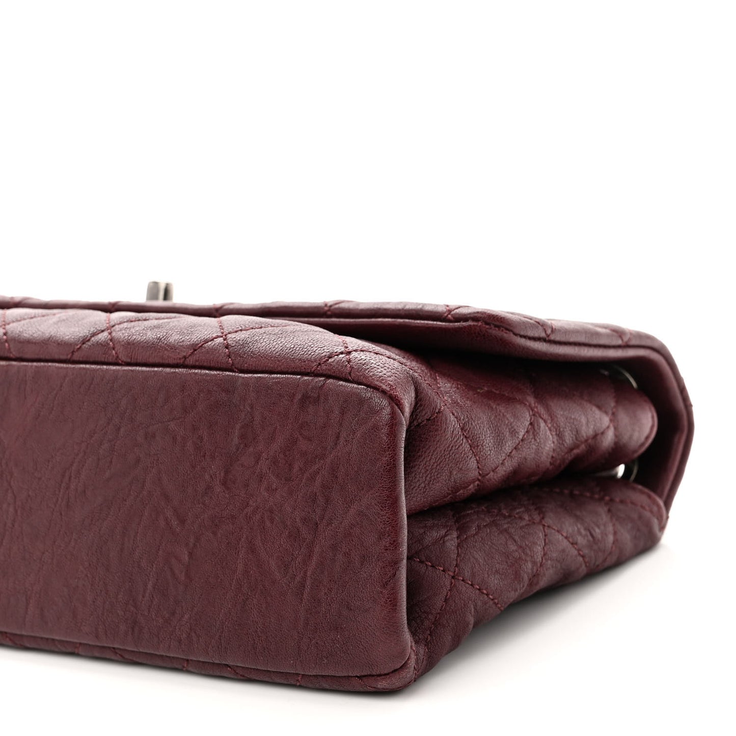 Crumpled Lambskin Quilted Medium Single Flap Burgundy