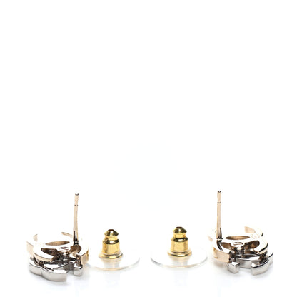 Chanel Crystal Double CC Earrings Gold Silver 3 of 4