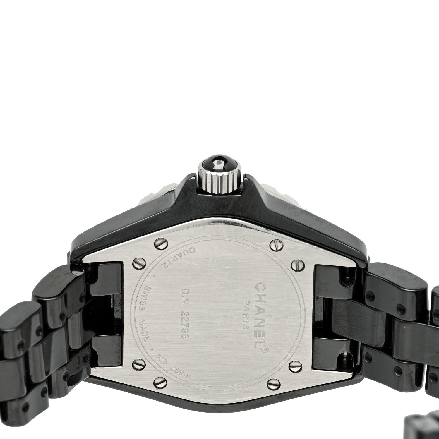 Chanel Stainless Steel Ceramic Diamond 33mm J12 Quartz Watch Black 4 of 4