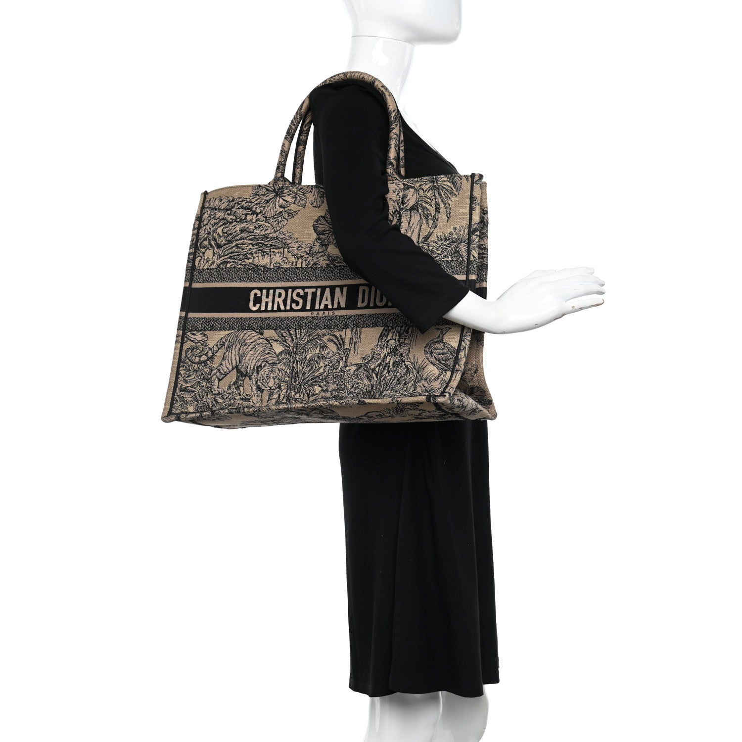 Christian Dior Canvas Embroidered Large Dioriviera Toile De Jouy Book Tote Black 2 of 12