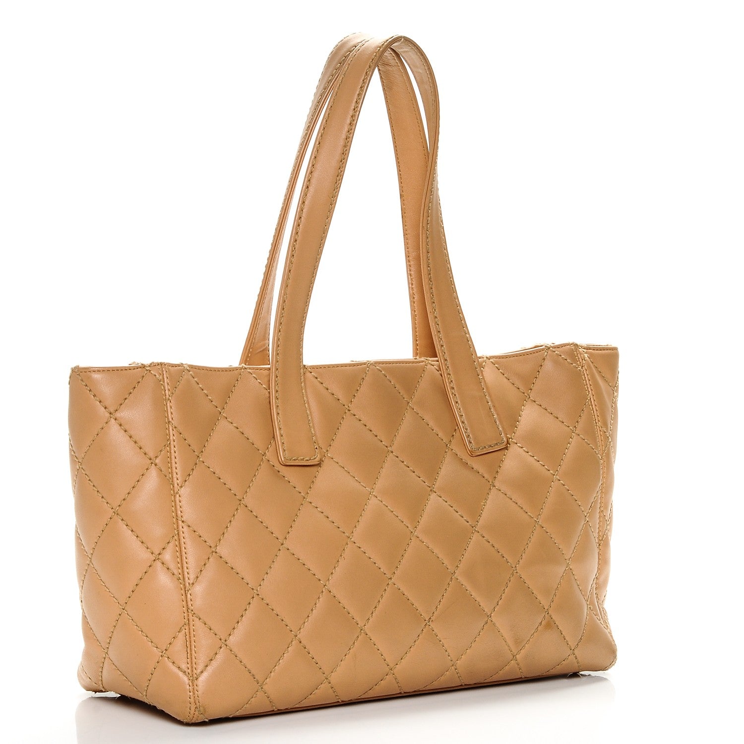 Chanel Calfskin Quilted Tote Beige 3 of 7