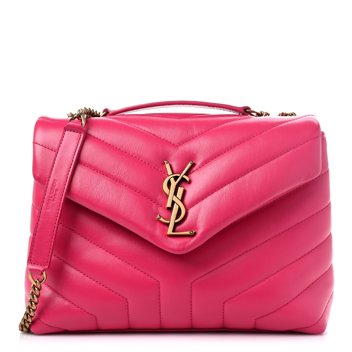 Calfskin Y Quilted Monogram Small Loulou Chain Satchel Fresh Fuchsia