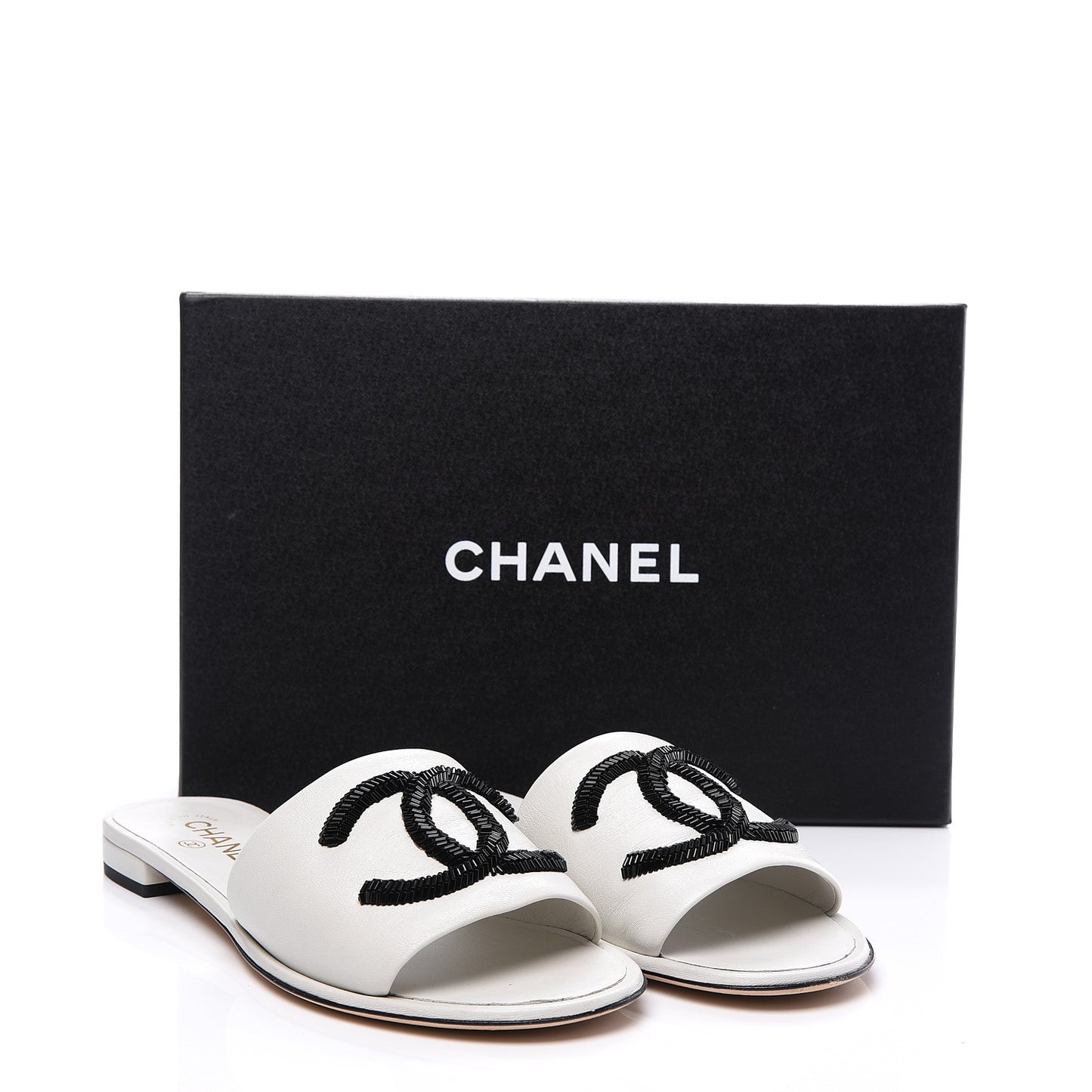 Lambskin Beaded CC Mules 40.5 Grey