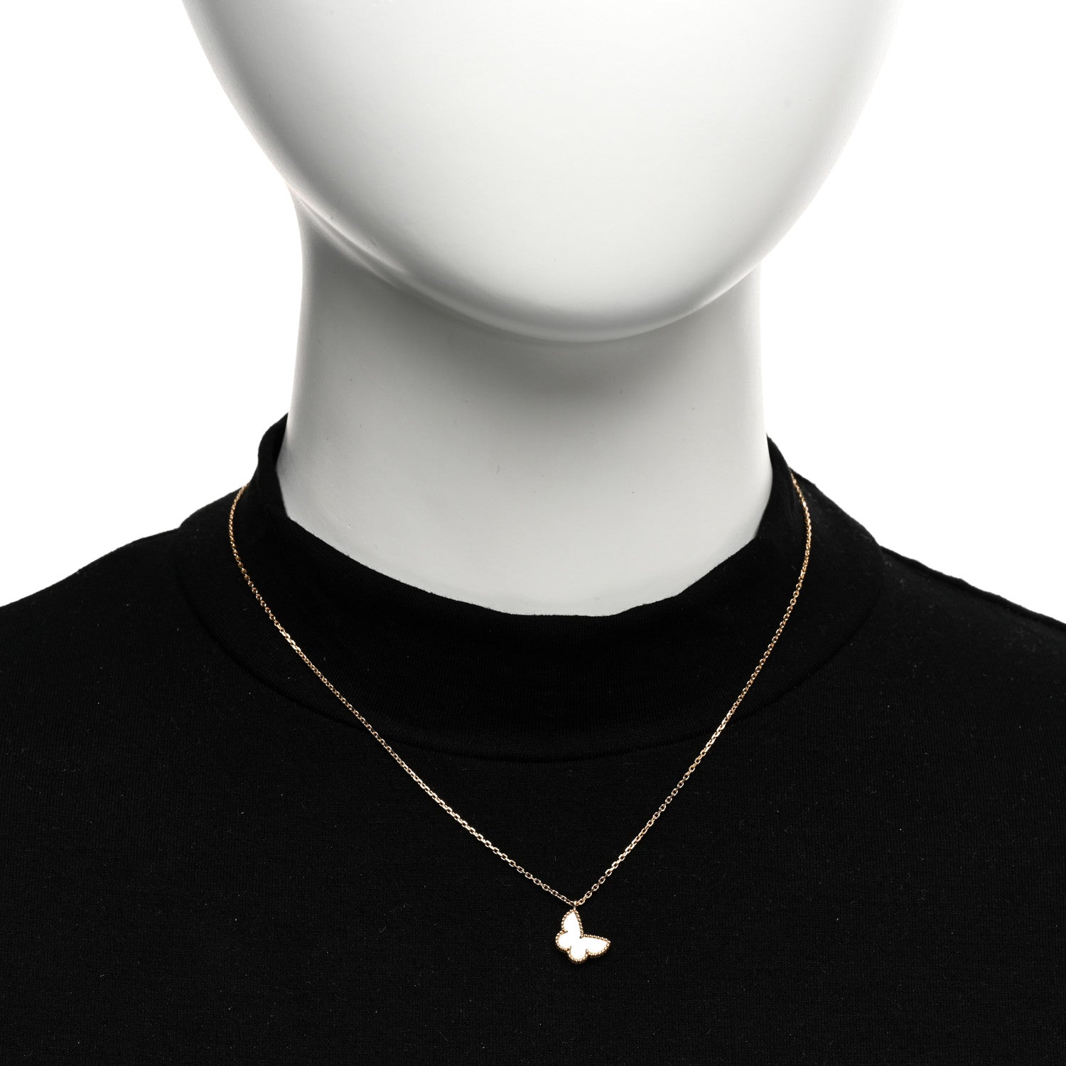 Van Cleef & Arpels VAN CLEEF & ARPELS 18K Yellow Gold Mother of Pearl Sweet Alhambra Butterfly Pendant Necklace 2 of 6
