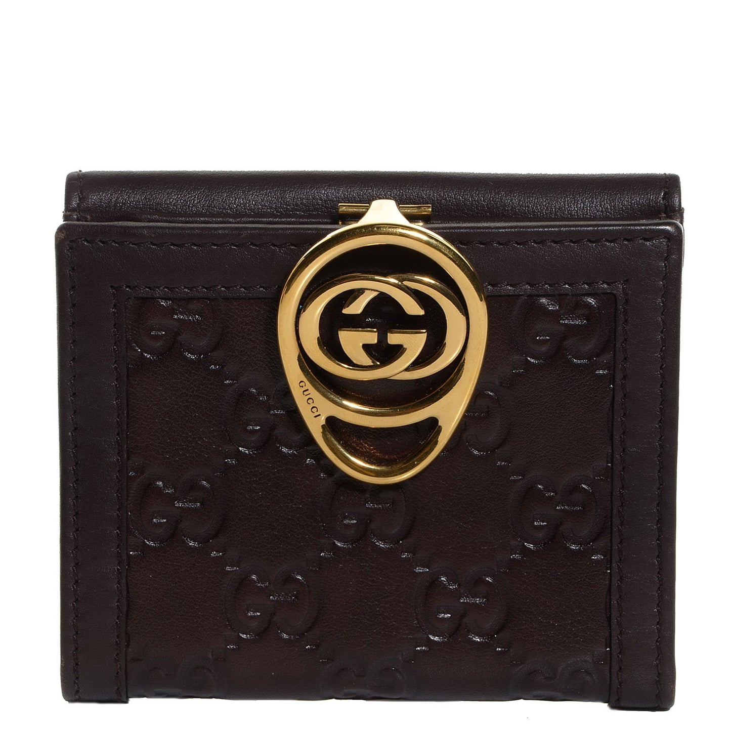 Guccissima Interlocking Icon French Wallet Dark Brown