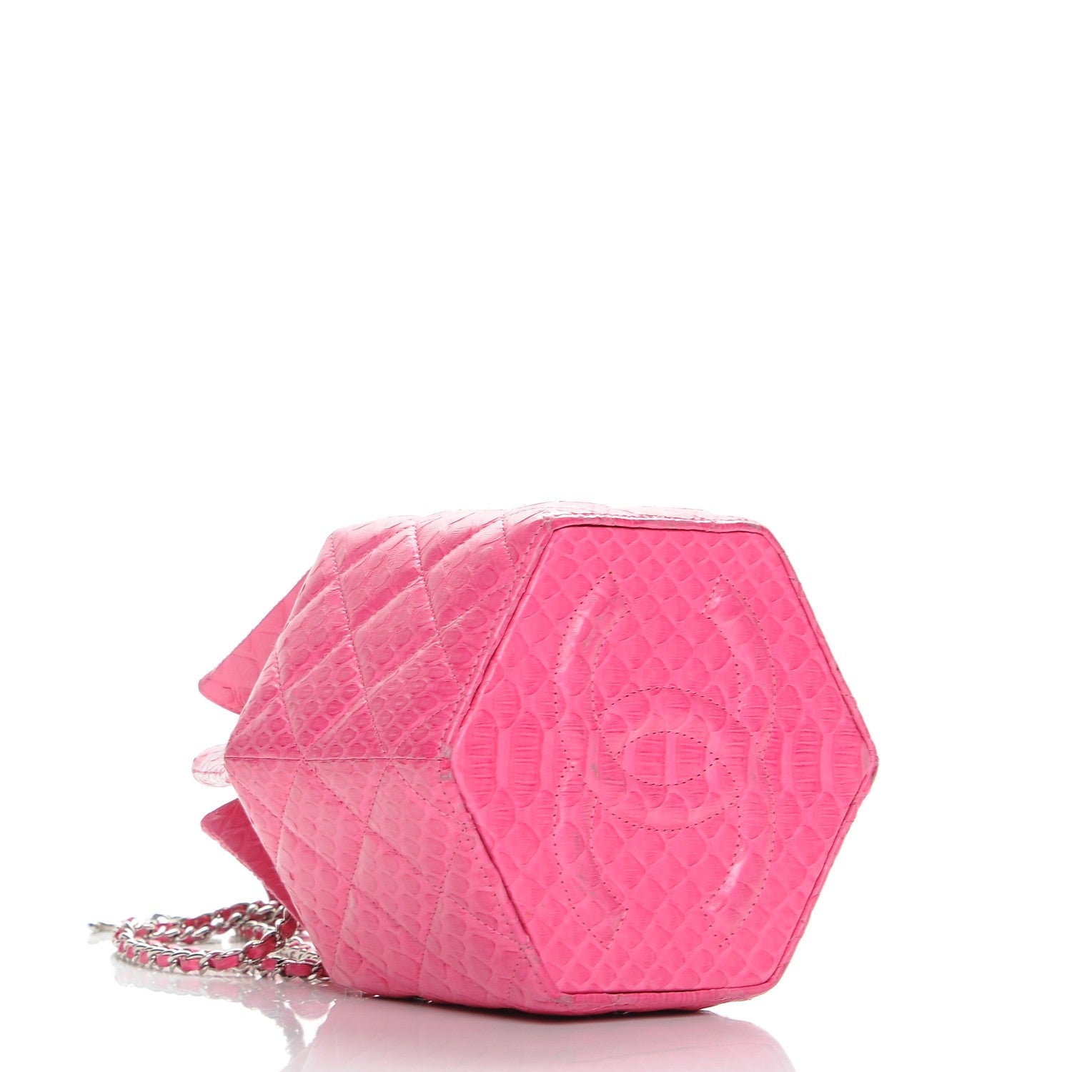 Chanel Python Quilted Drawstring Bag Pink 4 of 10