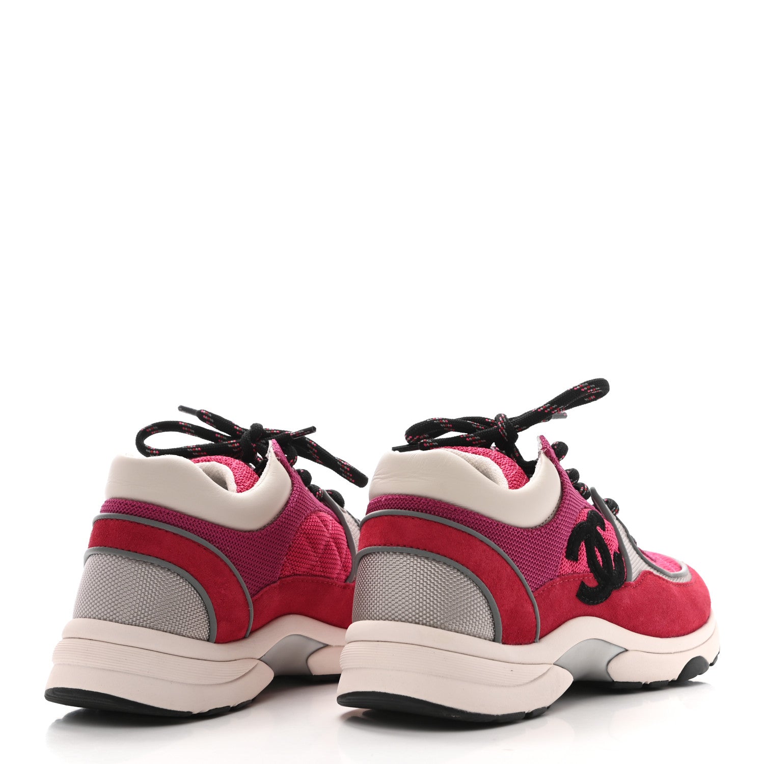 Chanel Mesh Suede Calfskin Grained Calfskin Womens CC Sneakers 38 Dark Pink Silver 8 of 14