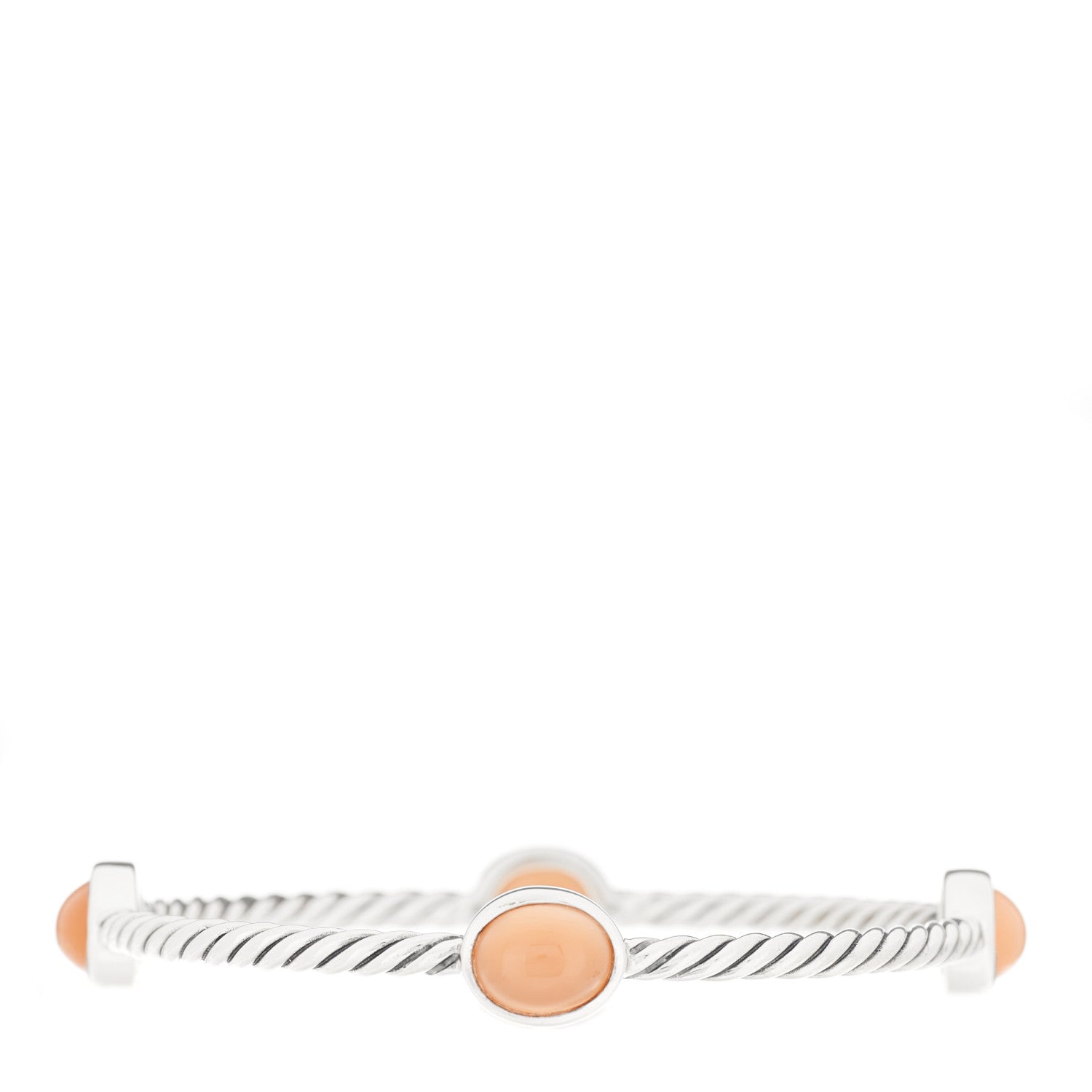 David Yurman Sterling Silver Moonstone Color Classics 4 Station Bangle Bracelet 1 of 4