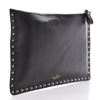 Valentino Garavani Vitello Large Rockstud Zip Pouch Black 3 of 11