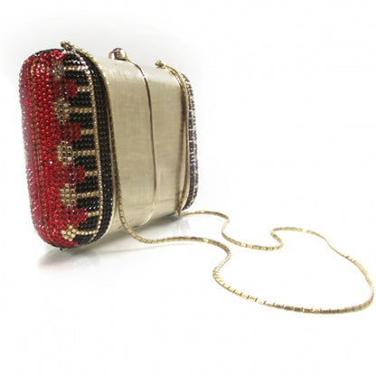 Judith Leiber Swarovski Crystal Minaudiere Clutch Brushed Gold 3 of 8