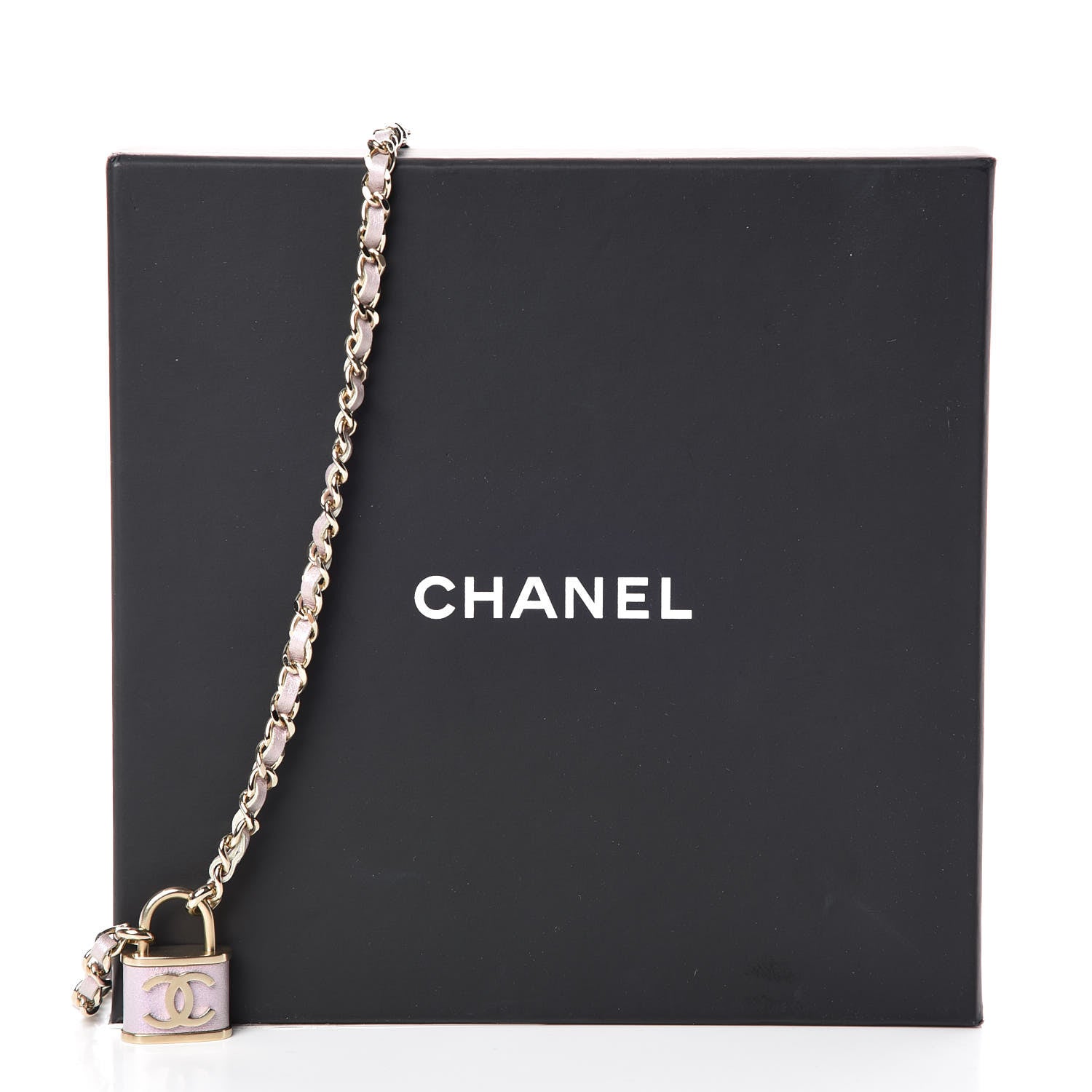 Chanel Metal Lambskin Lock Necklace Iridescent Pink 5 of 5