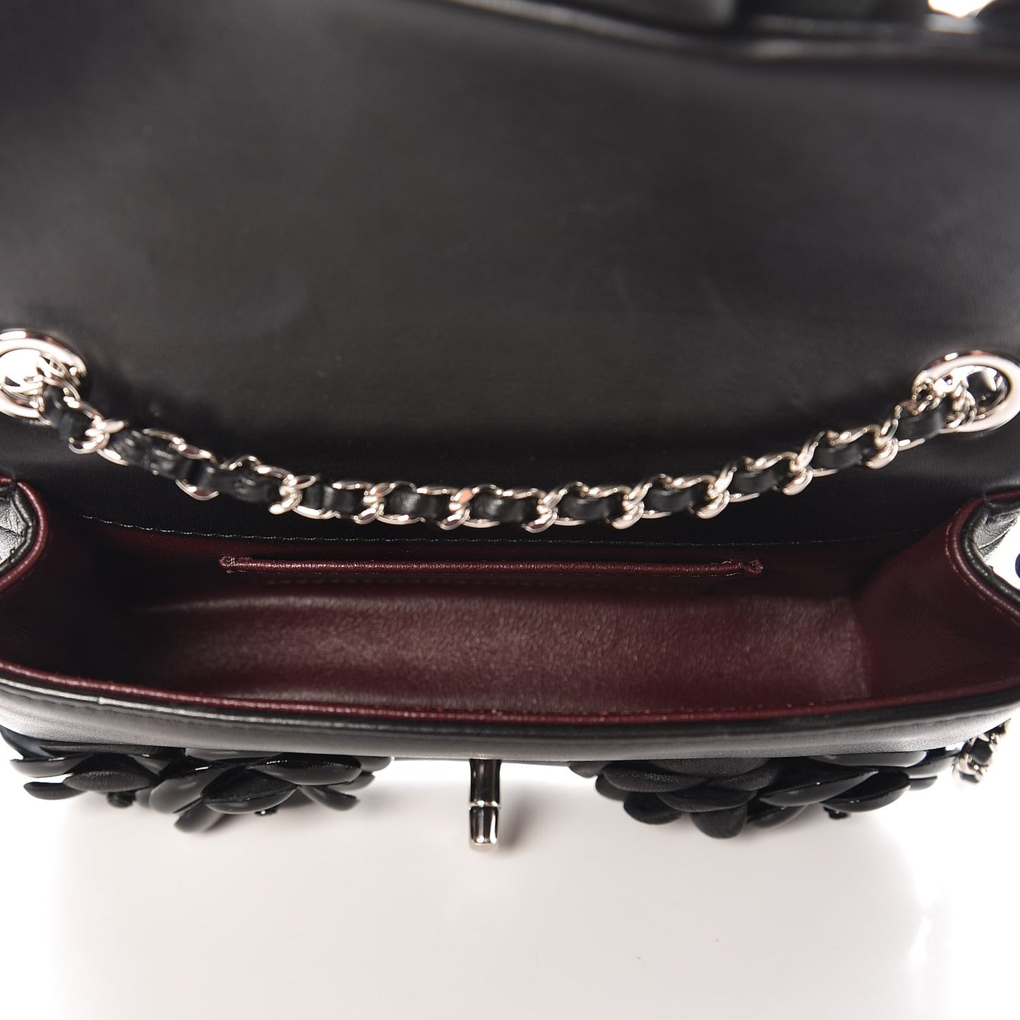 Lambskin Patent Mini Camellia Flap Black