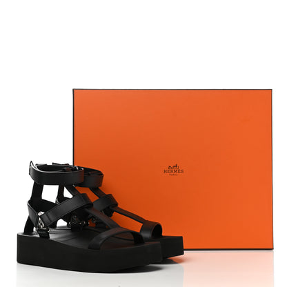 Hermes Calfskin Womens Enid Sandals 37 Black 9 of 9