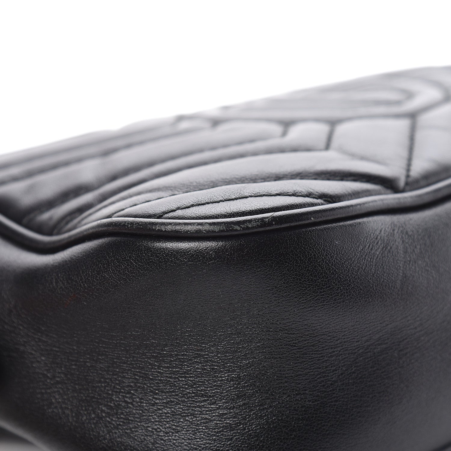 Gucci Calfskin Matelasse Small GG Marmont Chain Shoulder Bag Black 15 of 27