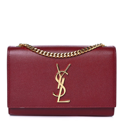 Saint Laurent Grain De Poudre Small Monogram Kate Satchel Rouge Eros 1 of 11
