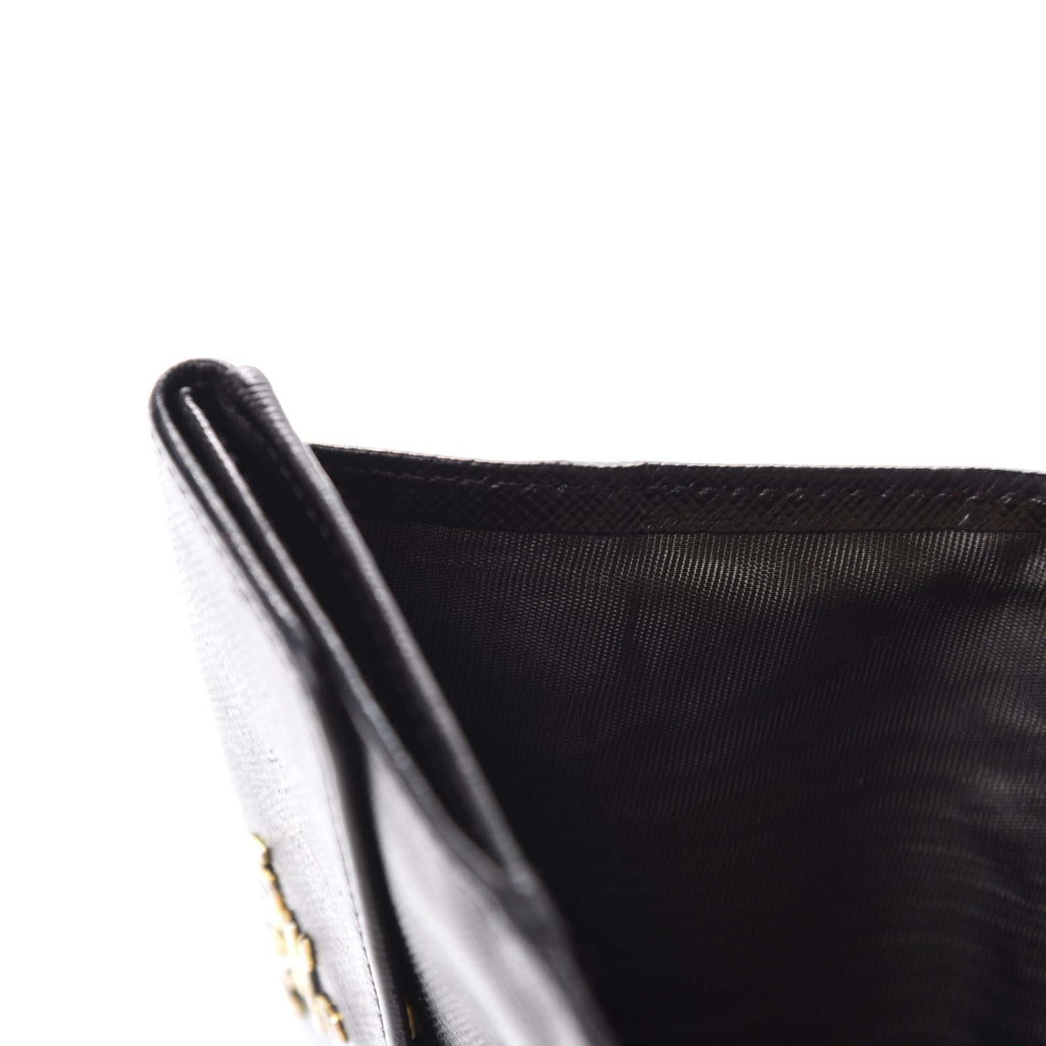 Prada Saffiano Metal French Flap Compact Wallet Black 6 of 10