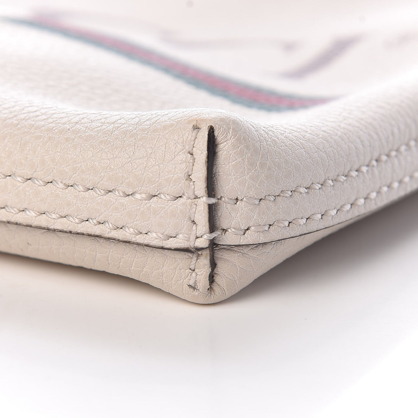 Pebbled Calfskin Logo Portfolio Clutch White