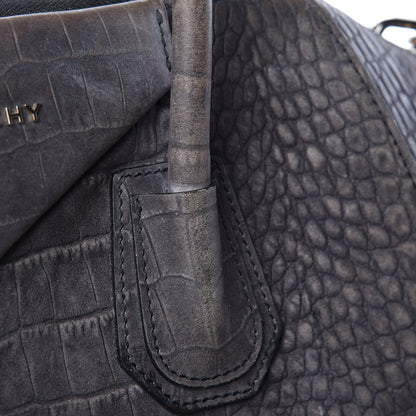Givenchy Nubuck Crocodile Embossed Medium Antigona Washed Black 25 of 35