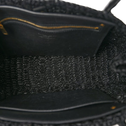 Saint Laurent Raffia Calfskin Panier Rectangle Tote Black 5 of 10