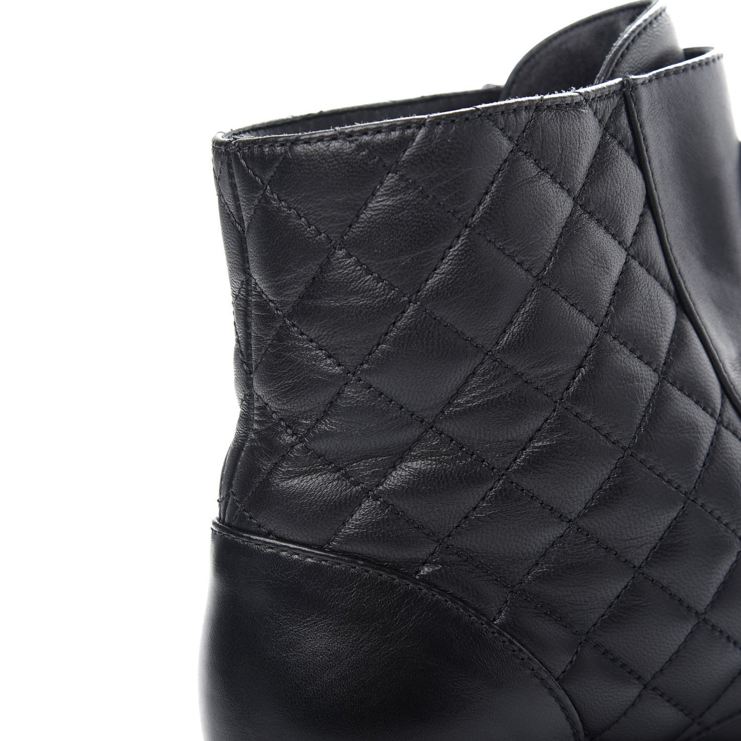 Lambskin Calfskin Quilted Lace Up Combat Boots 40 Black