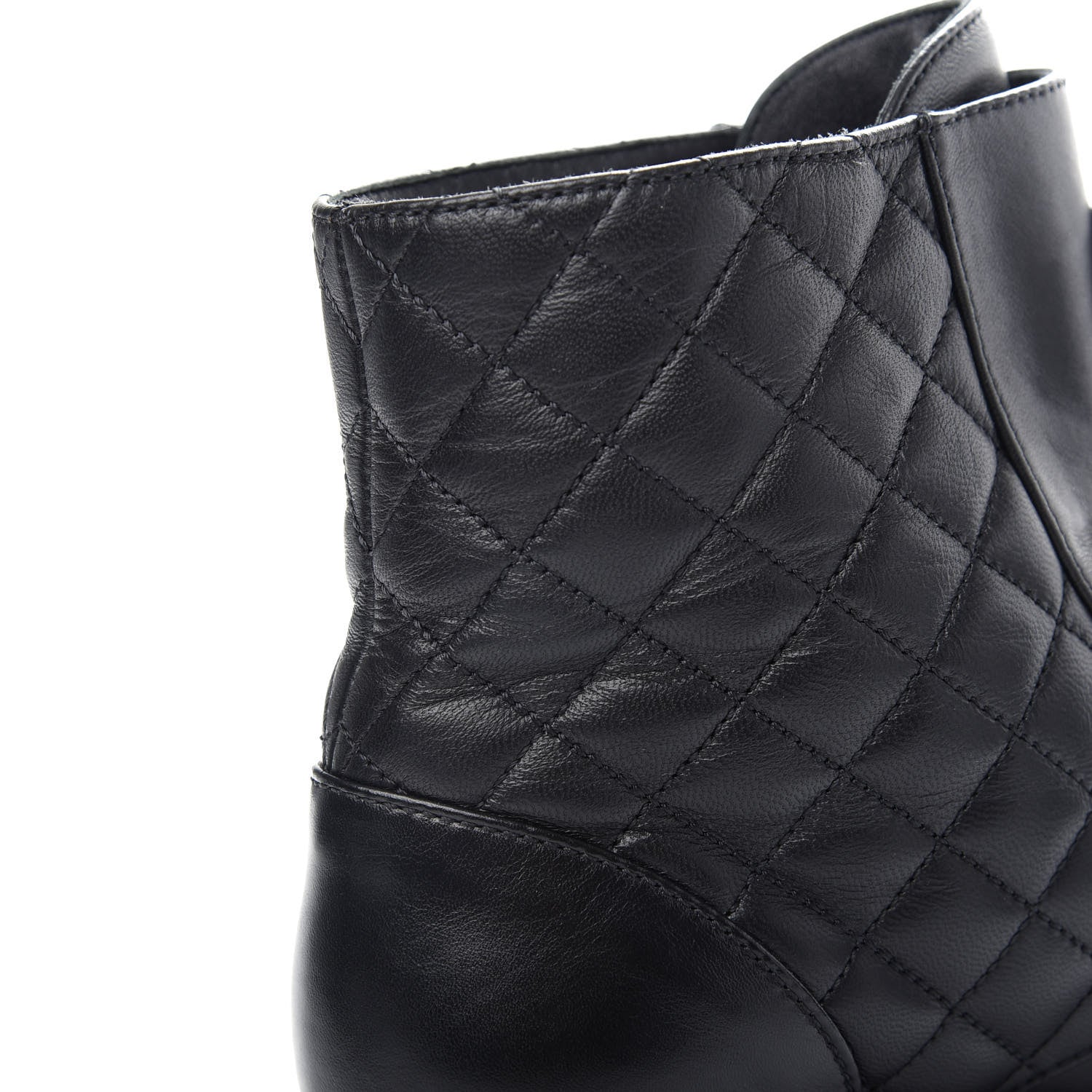 Chanel Lambskin Calfskin Quilted Lace Up Combat Boots 40 Black 12 of 13