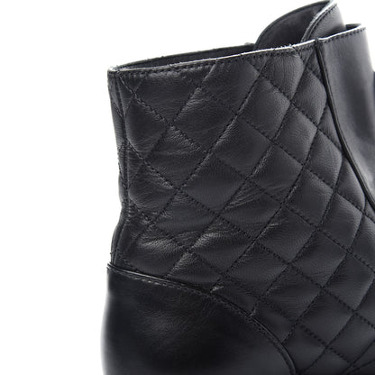 Chanel Lambskin Calfskin Quilted Lace Up Combat Boots 40 Black 12 of 13