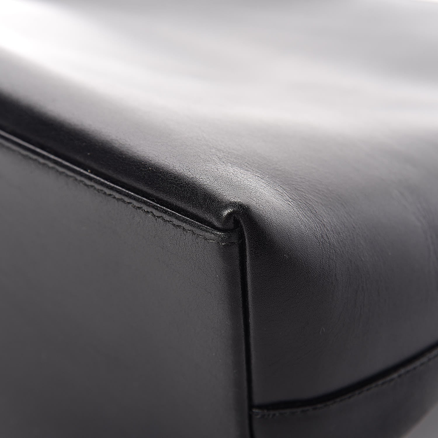 Gucci Smooth Calfskin Bamboo Handle Shoulder Bag Black 11 of 14