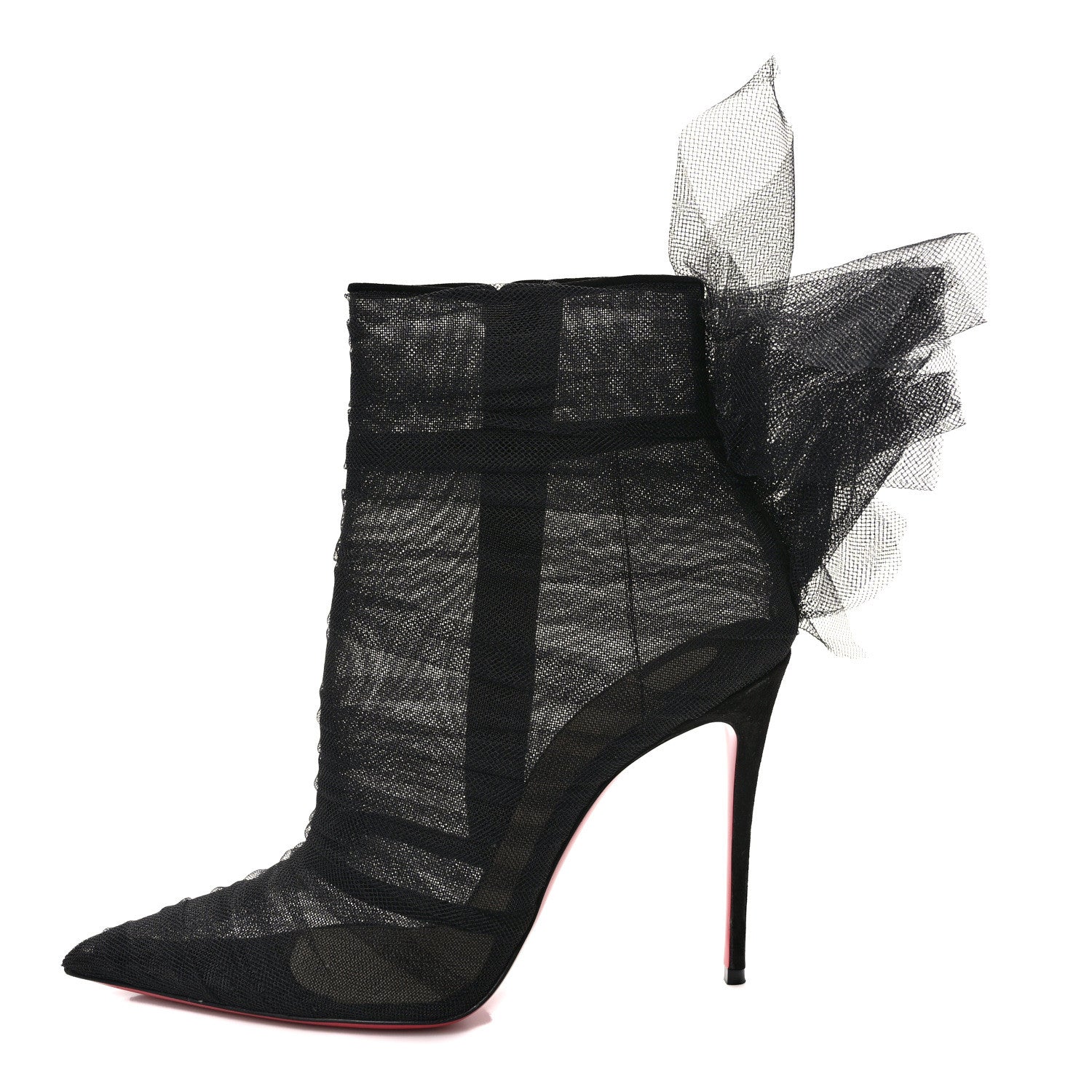 Christian Louboutin Tulle Nappa Libellibooty 100 Ankle Boots 39 Black 1 of 8