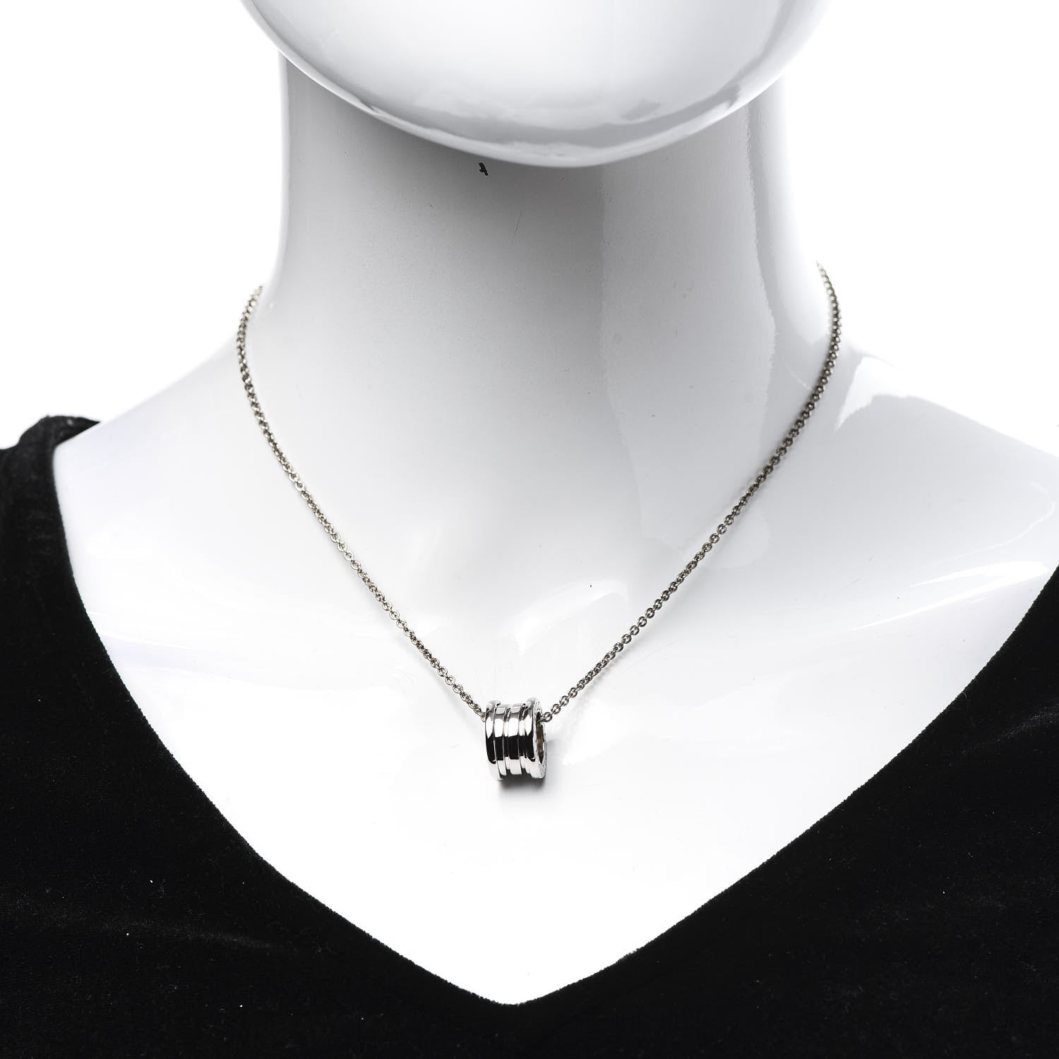 Bulgari 18K White Gold B.Zero1 Pendant Necklace 2 of 7