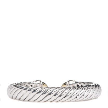 David Yurman Sterling Silver 18K Yellow Gold Diamond 10mm Waverly Bracelet 3 of 4