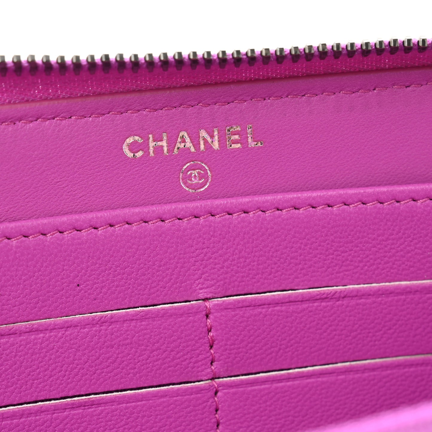 Lambskin Quilted Small Coco Boy Zip Around Wallet Purple
