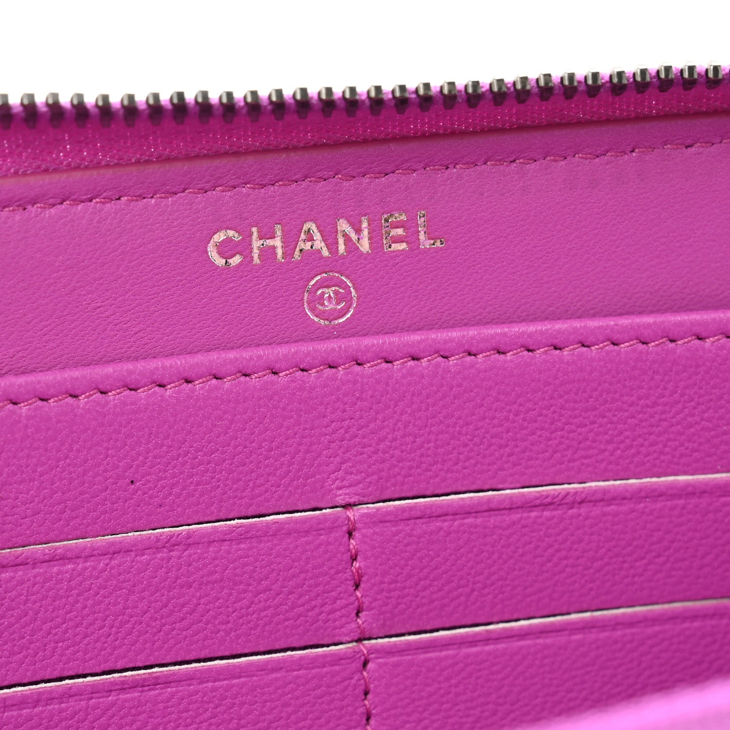 Chanel Lambskin Quilted Small Coco Boy Zip Around Wallet Purple 6 of 12