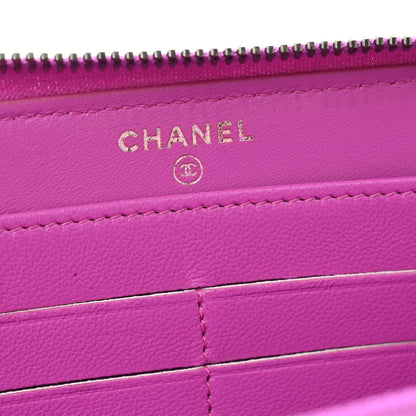 Chanel Lambskin Quilted Small Coco Boy Zip Around Wallet Purple 6 of 12