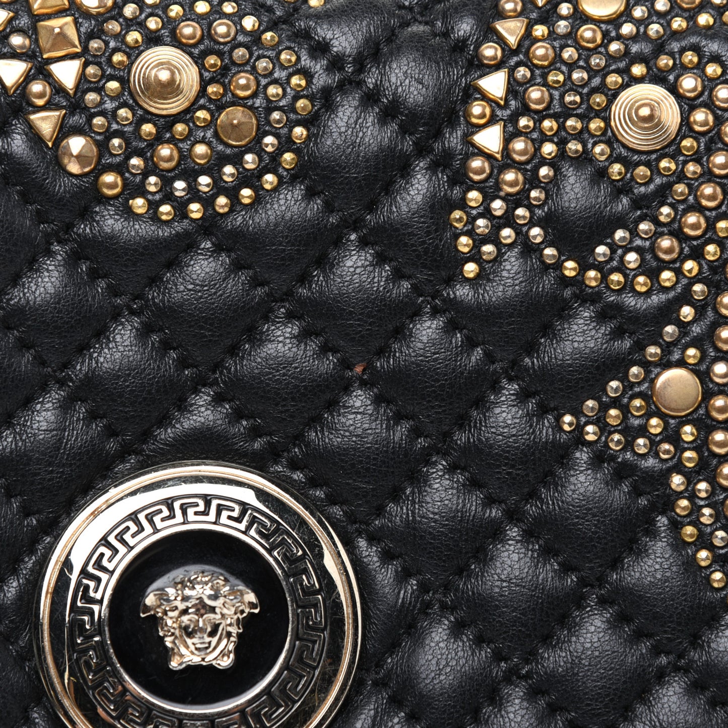 Nappa Barocco Quilted Studded Calliope Vanitas Shoulder Bag Black