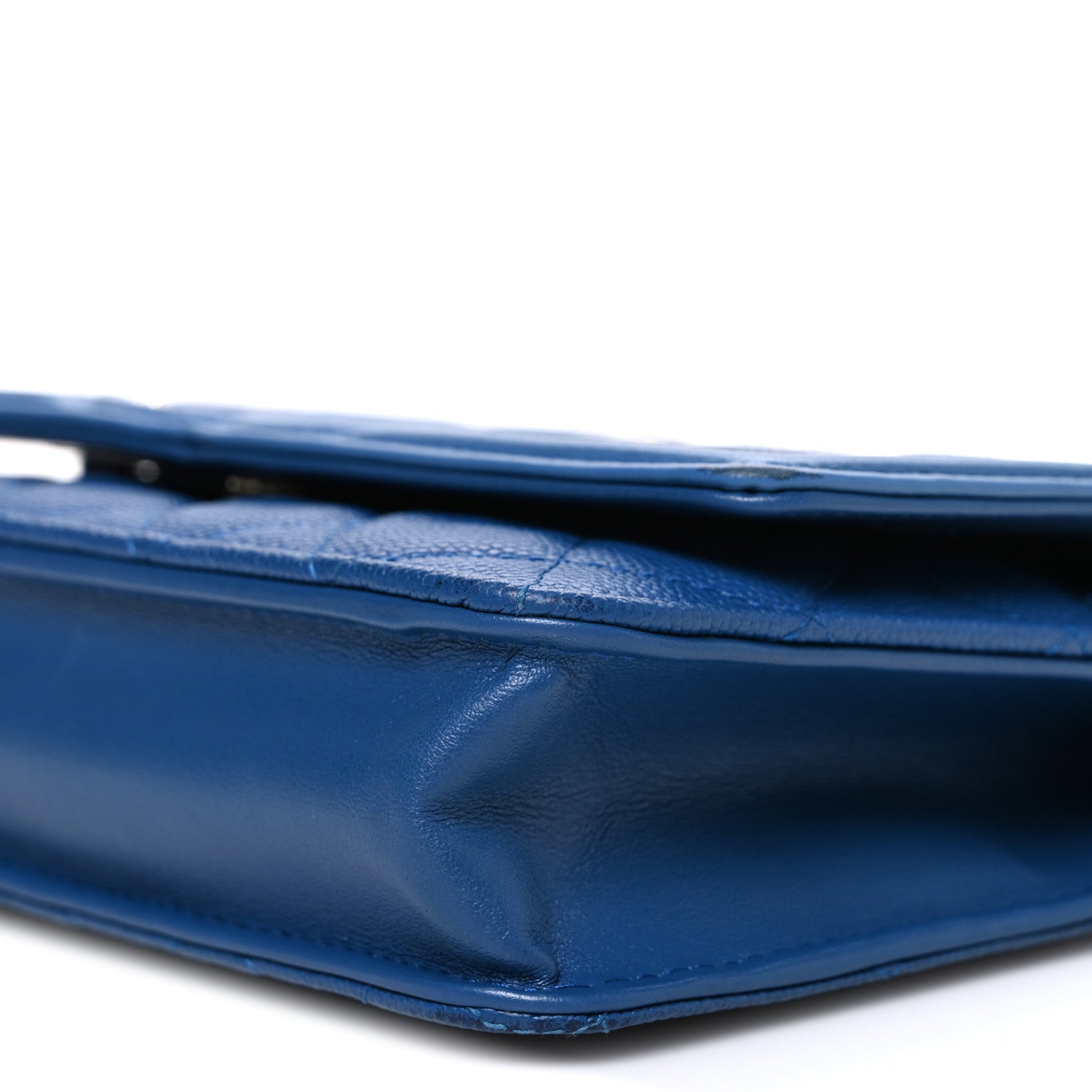 Chanel Caviar Quilted CC Filigree Wallet On Chain WOC Blue 11 of 11