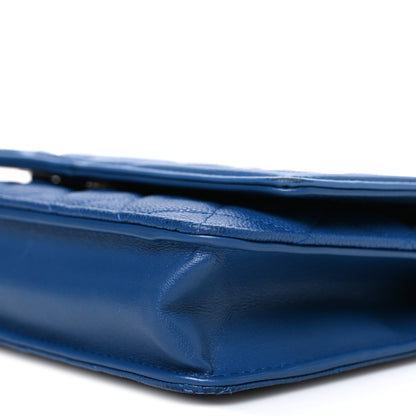 Chanel Caviar Quilted CC Filigree Wallet On Chain WOC Blue 11 of 11