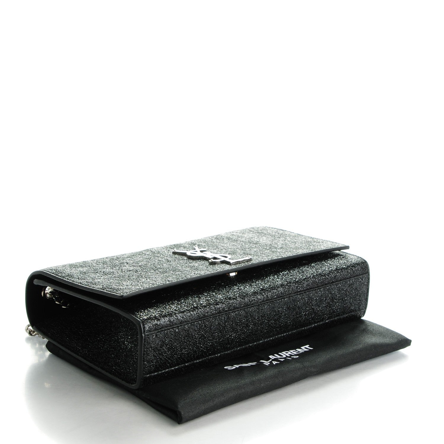Saint Laurent Metallic Sparkle Calfskin Medium Monogram Kate Satchel Black 4 of 6