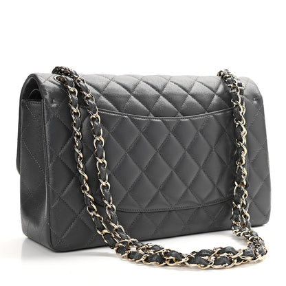 Chanel Caviar Quilted Jumbo Double Flap Dark Grey 3 of 11