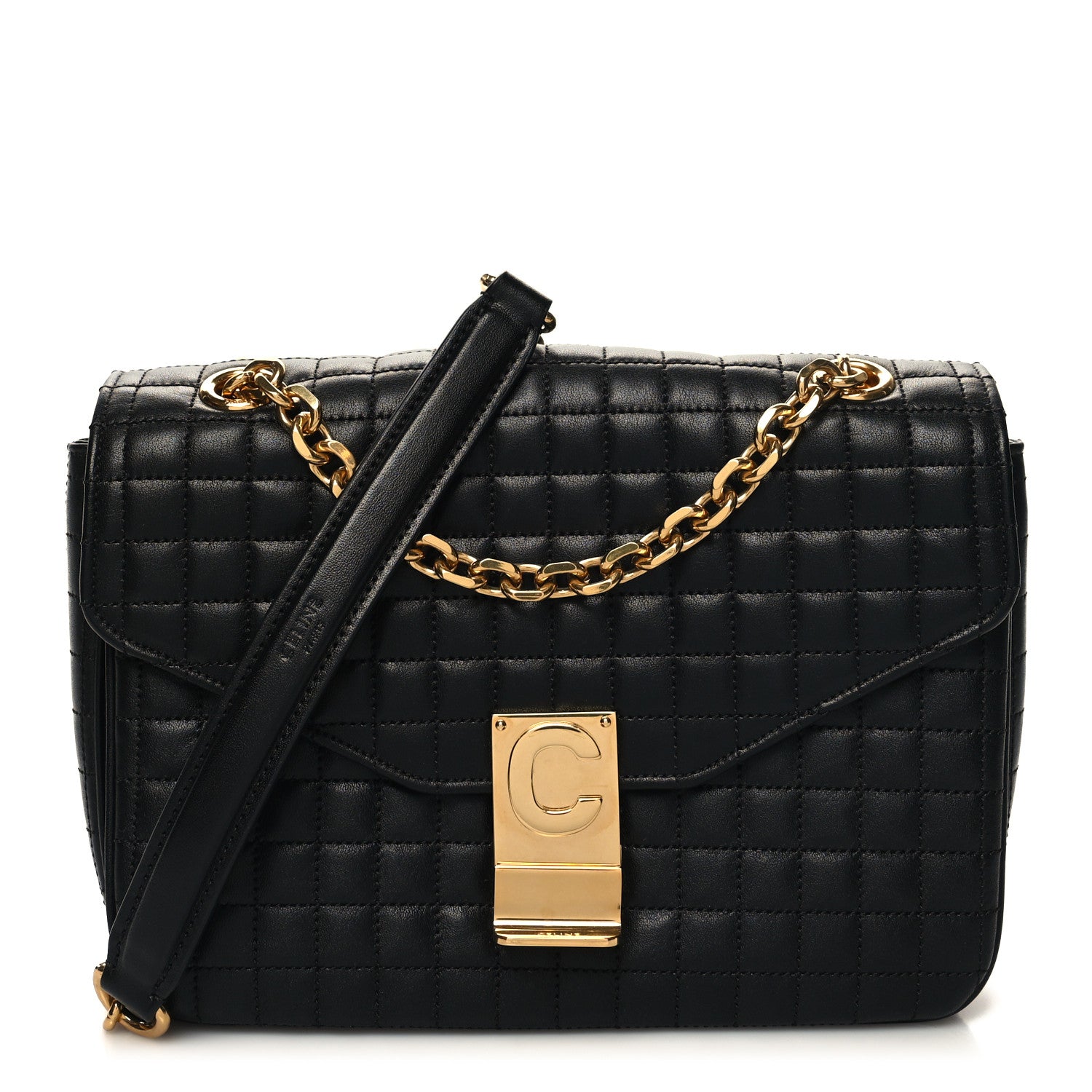 Celine Calfskin Quilted Medium C Bag Black 1 of 11