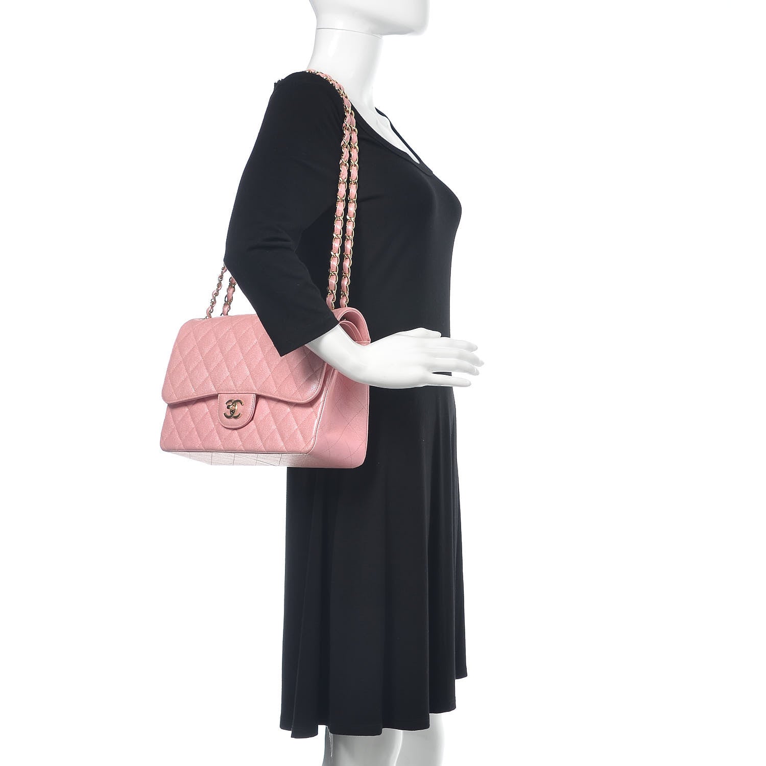 Chanel Iridescent Caviar Quilted Jumbo Double Flap Rose Pink 2 of 11