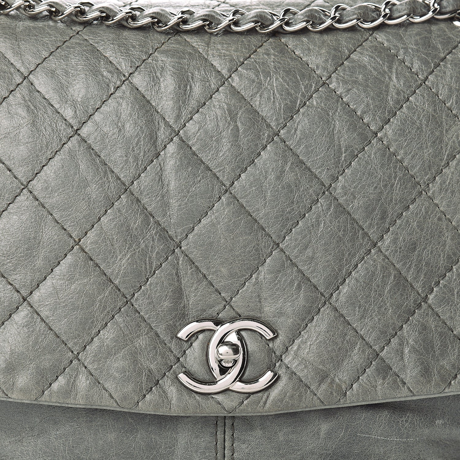 Chanel Shiny Lambskin Quilted Medium Trianon Messenger Flap Gris Fonce 8 of 11