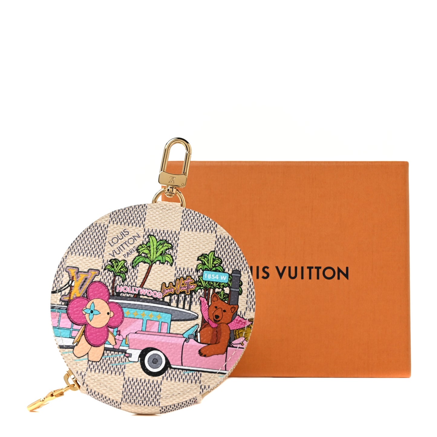 Damier Azur 2021 Christmas Animation Hollywood Bag Charm Fuchsia