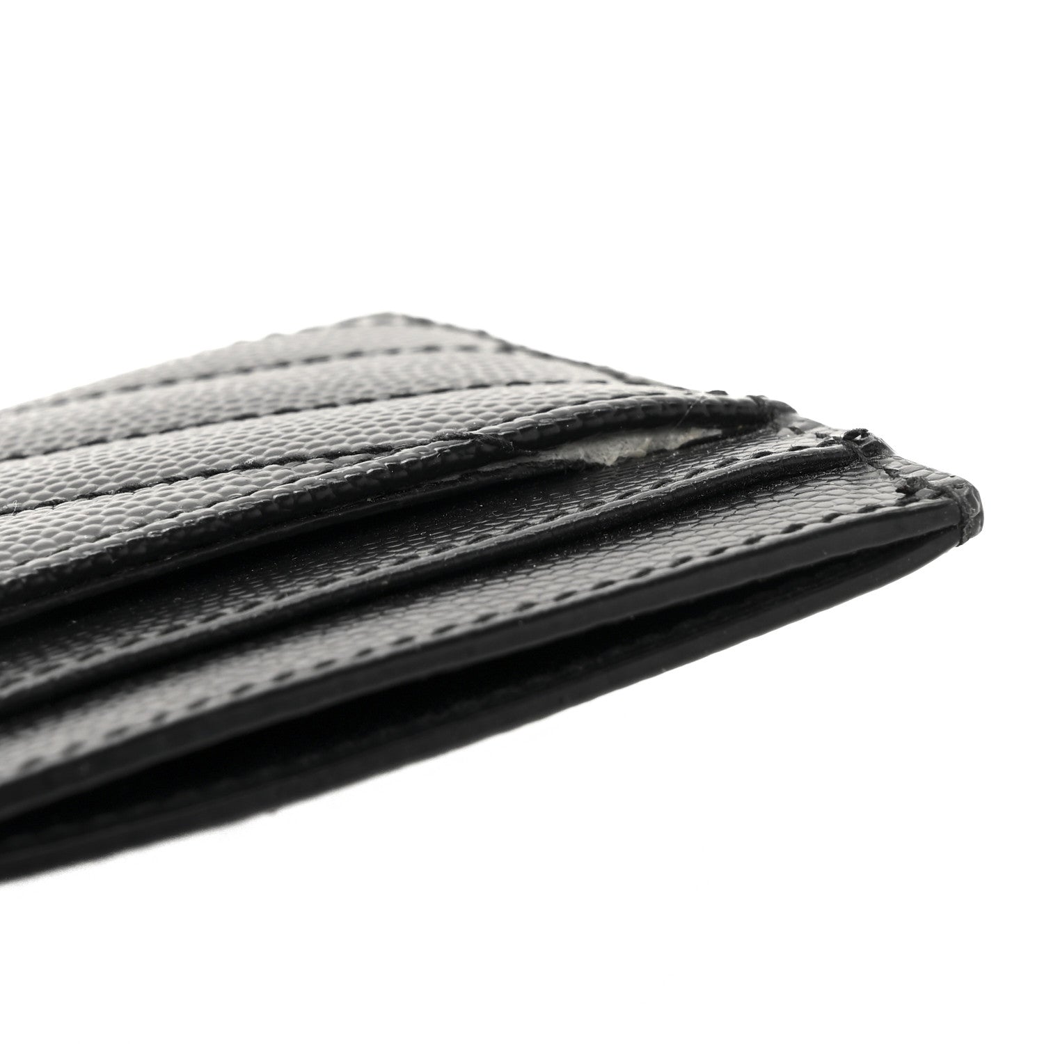 Saint Laurent Grain De Poudre Matelasse Chevron Monochrome Monogram Credit Card Case Black 8 of 8