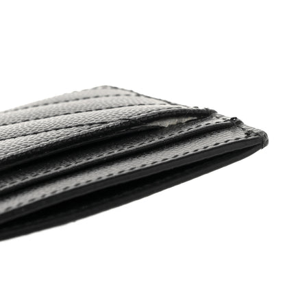 Saint Laurent Grain De Poudre Matelasse Chevron Monochrome Monogram Credit Card Case Black 8 of 8