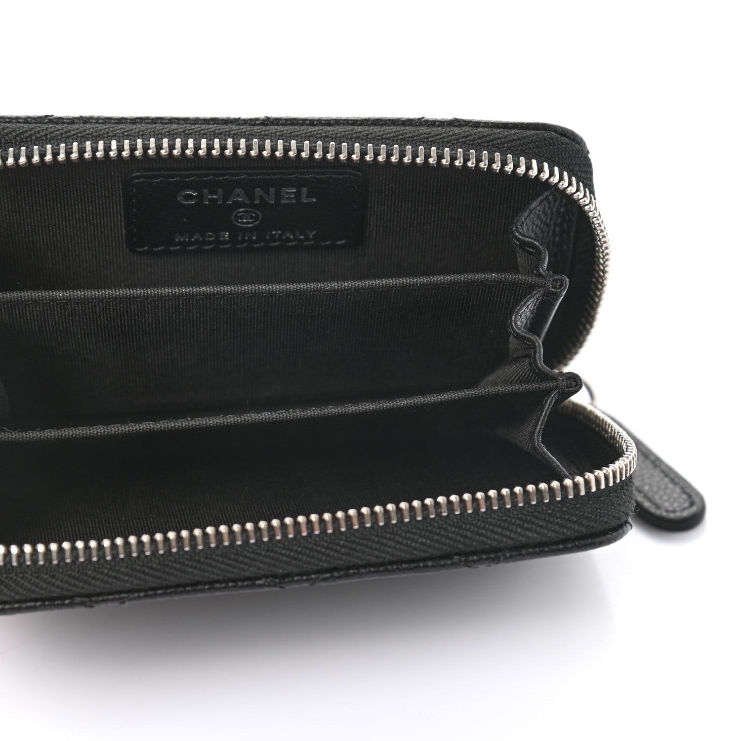 Chanel Caviar Quilted Diamond CC Zip Around Coin Purse Black 5 of 7