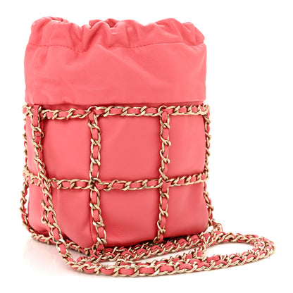 Chanel Lambskin Bucket Chain Drawstring Bag Pink 3 of 11