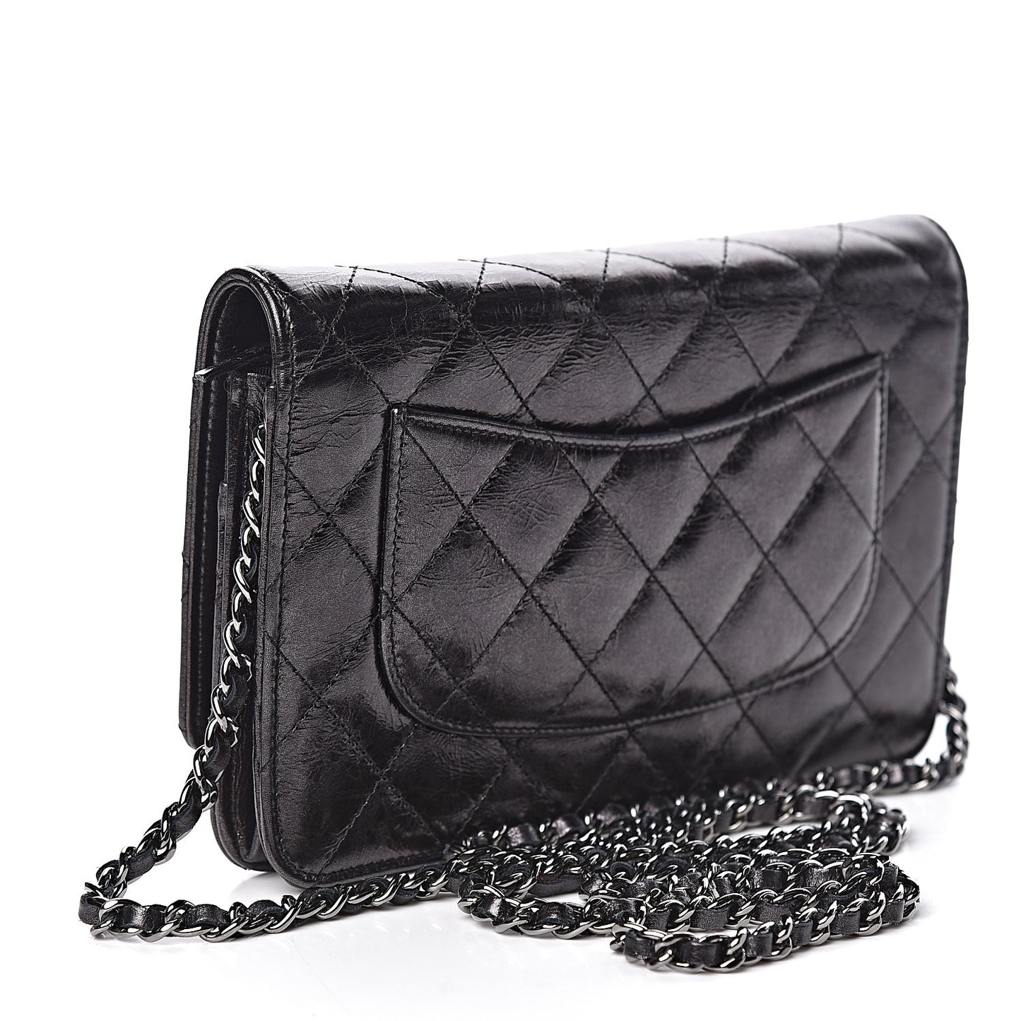Metallic Calfskin Reissue Wallet On Chain WOC Black