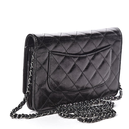 Chanel Metallic Calfskin Reissue Wallet On Chain WOC Black 3 of 12