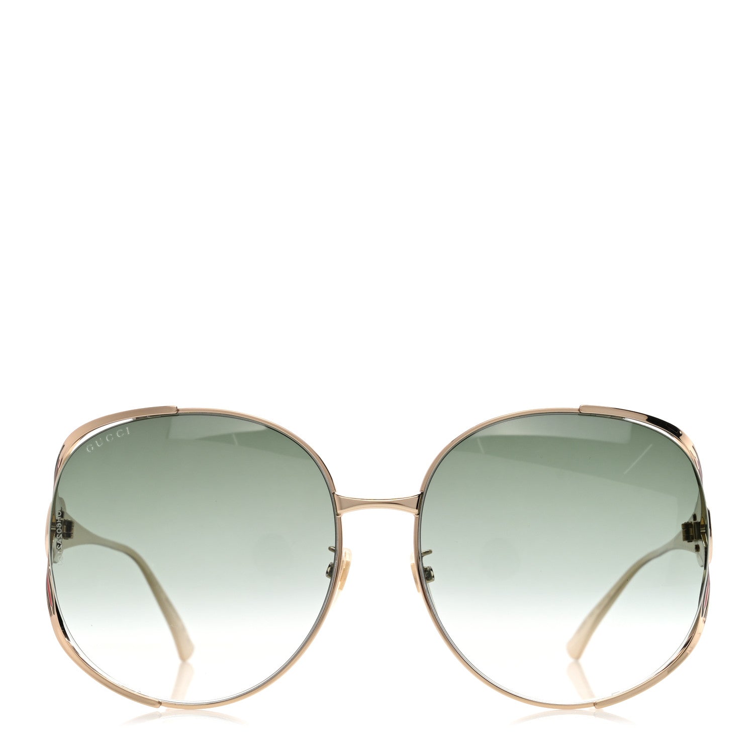 Gucci Metal Oversized Round Frame GG0225S Sunglasses Gold 2 of 7