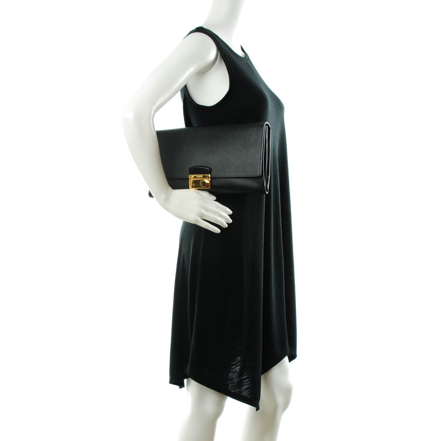 Saffiano Lux Flap Clutch Nero Black
